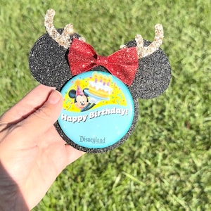 Reindeer Minnie Button Backer with Bow| Christmas Button Accessories | pin back | Celebration Button | 3 inch button accessory