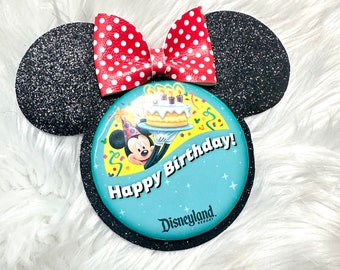 Black Glitter Minnie Button Backer | Button Accessories | pin back | Birthday Button | Celebration Button