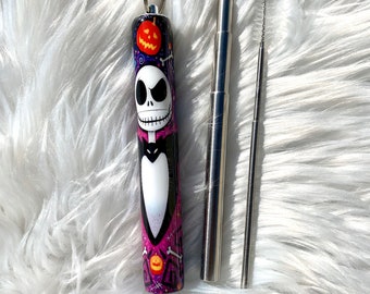 Jack Skellington opvouwbaar rietje | Reisrietje | Stro sleutelhanger | Herbruikbaar rietje