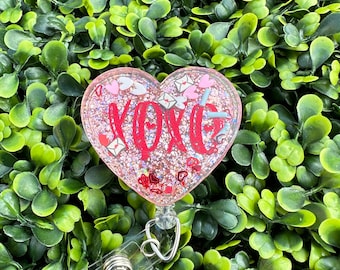 Valentine’s Heart Shaker Badge Reel | Badge Holder | Glitter Badge Reel | valentines Day | Shaker