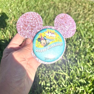 Mickey Button Backer | Light Pink Glitter Accessories | pin back | Celebration Button | 3 inch button accessory