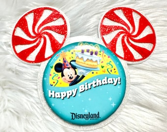 Peppermint Mickey Button Backer | Christmas Button Accessories | pin back | Birthday Button | Celebration Button | 3 inch button accessory