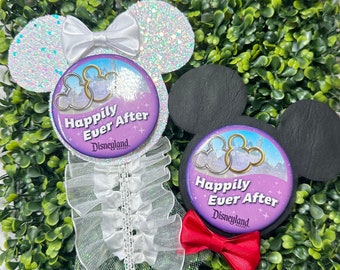 Button Accessory | Wedding Button Backer | Bride and Groom | Happily Ever After | Anniversary | Button not included