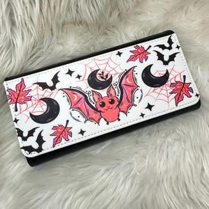 Carteira feminina tripla Moon Bat | Carteira preta | Spiderwebs moons bat