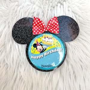 Smooth Black Glitter Minnie Button Backer | Button Accessories | pin back | Birthday Button | Celebration Button