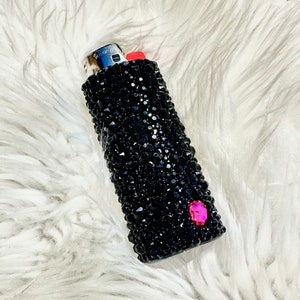 Black rhinestone Lighter Cover | Black and Pink | Skull Rhinestone | Lighter cover