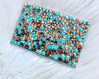 Patina Rhinestone business card holder | Wallet | Card Holder | Credit Card Holder | Patina