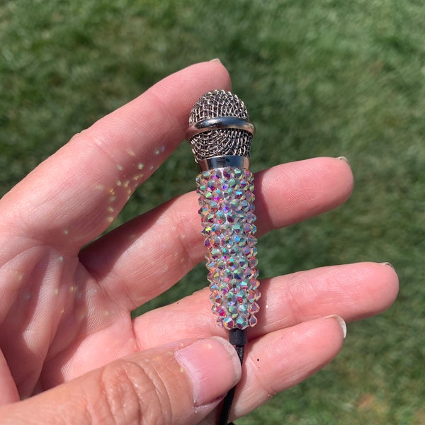 Mini micrófono / micrófono Rhinestone para grabar en TikTok, YouTube, Instagram, ASMR / Bling Tiny Mic