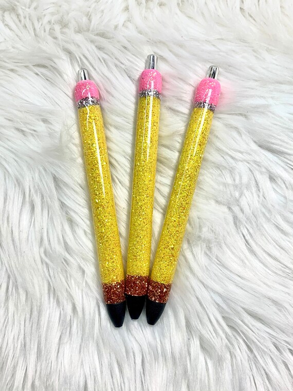Pencil Glitter Pens Custom Glitter Gel Pen Refillable Pen Etsy