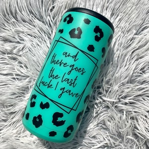 Matte Teal Leopard Slim Can Cooler | Cheetah | Leopard Glitter Skinny Can Cozie | Slim Can Cooler