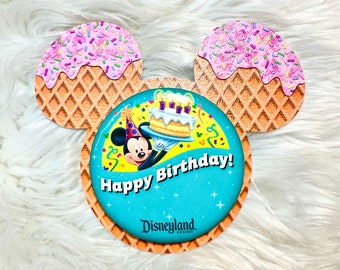 Pink Sprinkles Drip Mickey Button Backer | Button Accessories | pin back | Birthday button backer