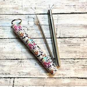 Disney Snacks Collapsible Straw | Travel Straw | Straw Keychain | Reusable Straw