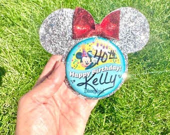 Minnie Button Backer | Silver Glitter Button Accessories | pin back | Celebration Button | 3 inch button accessory