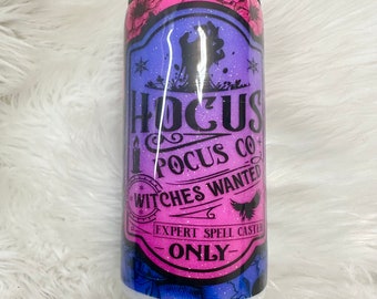 Witches Wanted Glitter Skinny Can Cooler | Pink and Purple | Hocus Pocus | ONE Ready to Ship