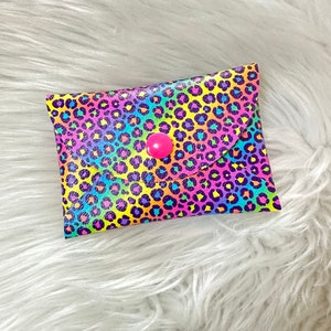 Cartera de leopardo arcoíris de piel sintética / Cartera / Tarjetero / Tarjetero de crédito /