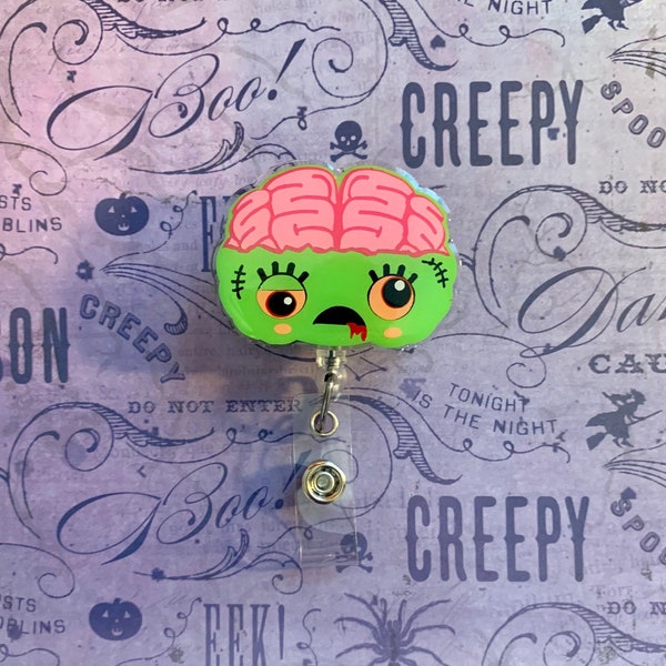 Zombie brain Badge Reel | ID holder | Badge Holder