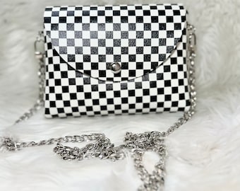 Checkered Faux Leather Purse | Small Crossbody Purse