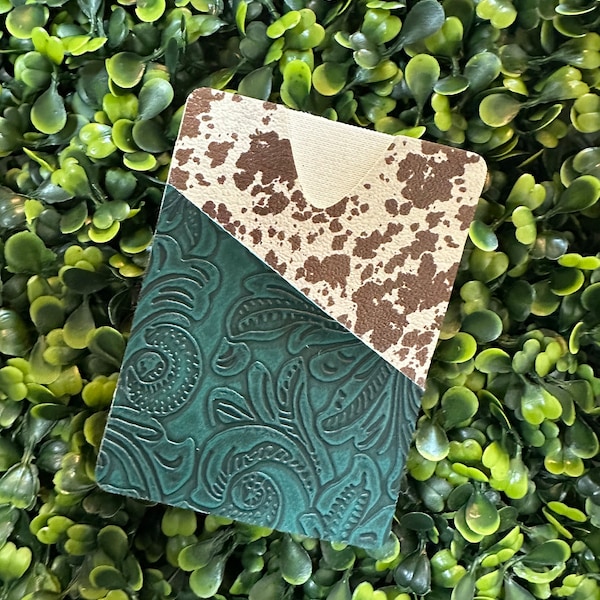 Teal Faux Leather cow print wallet | Wallet | Card Holder | Credit Card Holder |