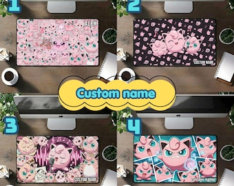 Jigglypuff Desk Mat, Custom Pokeballl ,Spooky Pokeballl Mouse Pad Large Gaming Mousepad, Keyboard Pad Ghost Type Playmat Desk Decor Gift