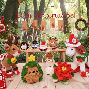 Amigurumi Crochet Pattern Bundle PDF, Car Hanging Ornament Pattern, Christmas Crochet Patterns, Holiday DIY Gift Tutorial
