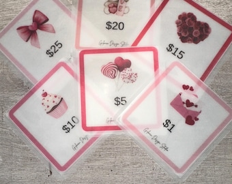 Mini-geldenveloppen Valentijnsdag | Perkament-budgetteringssysteem, set van 72 inch