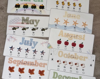 Trackers voor spaaruitdagingen voor 12 maanden | Kies je denominatie | A6-mappen