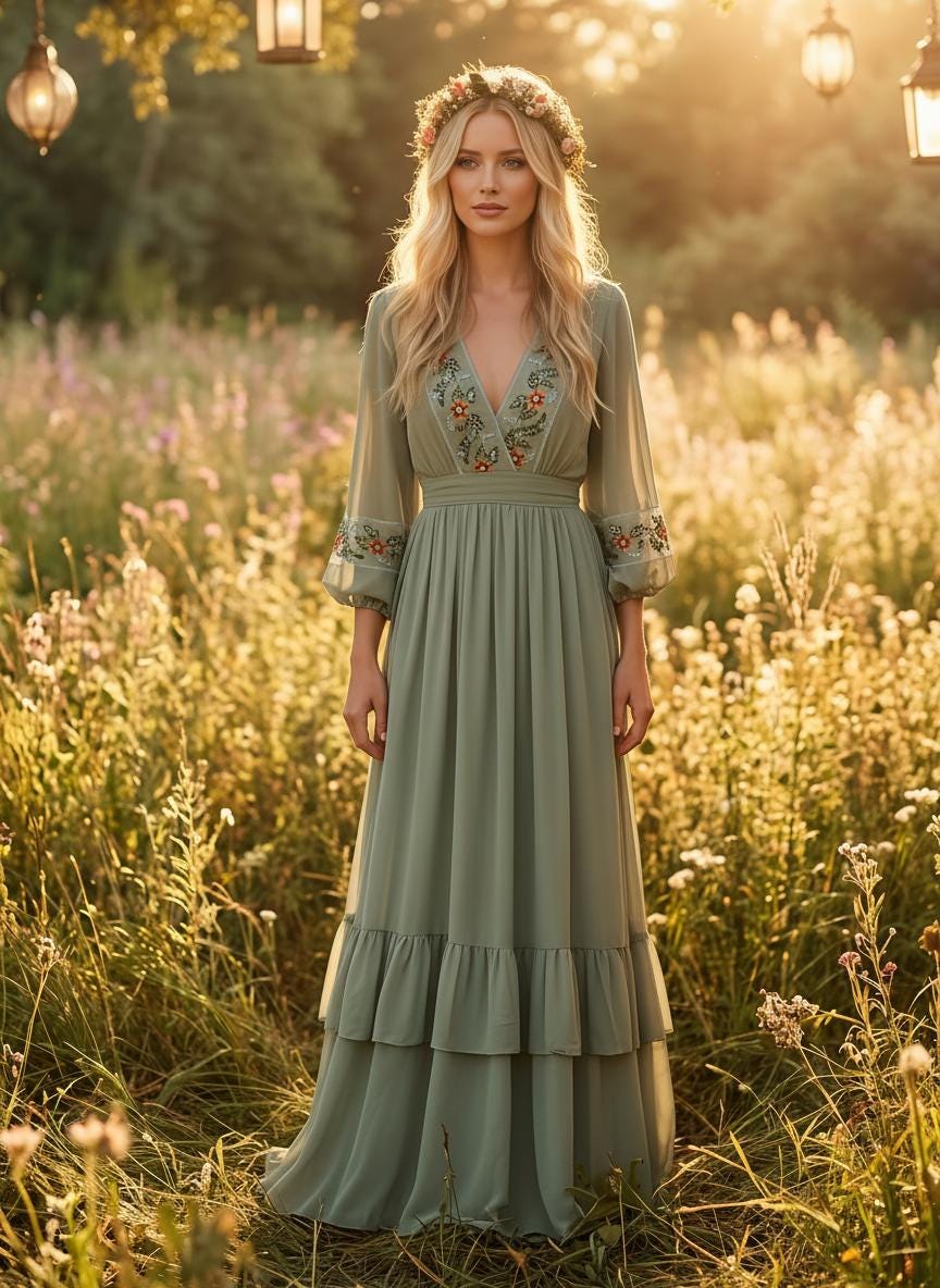 fringe green dress Classic Multiway Infinity Dress In Forest Green For Sale - Bridesmaids  Dresses main image 1