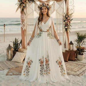 Wildflower Embroidered Dress for Women - Etsy