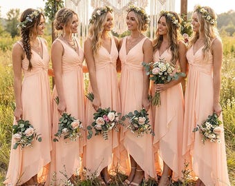 coral convertible bridesmaid dress Azazie Leonis
