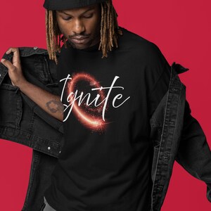 Ignite Script Tee | Flame Brush Stroke, Fire Typography