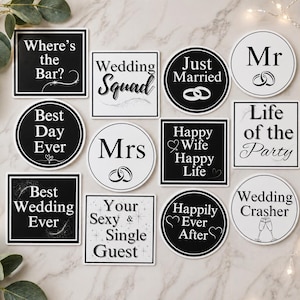 Wedding Lux Photo Booth Props - Double Sided PVC, Set of 6