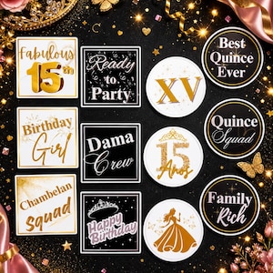 Quinceanera Photo Booth Props - Double Sided PVC, Set of 6