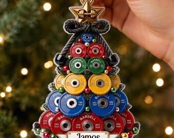 Personalized Gym Christmas Ornament, Custom Weightlifting Ornament, Gym Lover Gift, Fitness Christmas Decor, Bodybuilder Gift
