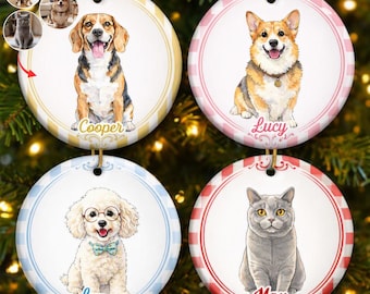 Adorno de cerámica personalizado con foto de mascota, adorno navideño personalizado para perros y gatos, recuerdo conmemorativo para mascotas, regalo para mamás de perros, regalo para amantes de los gatos