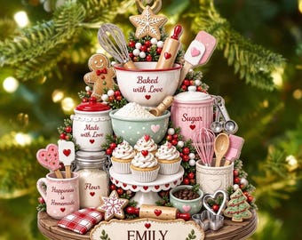 Adorno navideño personalizado para repostería, adorno personalizado para panaderos, regalo para amantes de la repostería, adorno para el árbol de Navidad, regalo personalizado para la cocina.