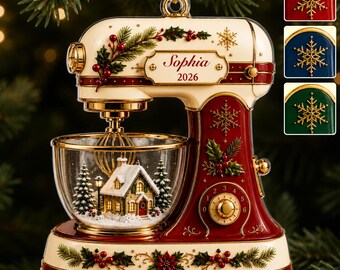 Adorno navideño acrílico personalizado, adorno de repostería personalizado, adorno de cocina personalizado, regalo para reposteros, regalo de Navidad para ella.