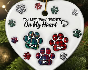 Adorno conmemorativo personalizado para mascotas, regalo personalizado para perros y gatos, adorno navideño con huella de pata, recuerdo para quienes perdieron a su mascota, regalo de condolencia