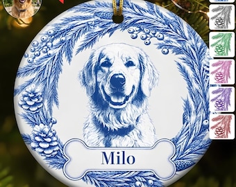 Adorno conmemorativo personalizado para mascotas, adorno navideño personalizado para perros, regalo de condolencia por la pérdida de una mascota, recuerdo fotográfico personalizado, regalo para recordar a un perro fallecido.