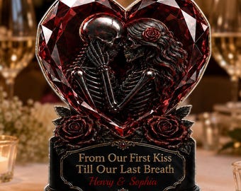 Placa acrílica personalizada con esqueleto gótico, decoración gótica personalizada para parejas, regalo de amor con temática de esqueletos, regalo de aniversario para marido y mujer.
