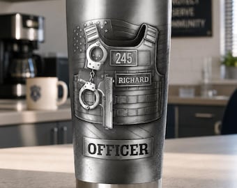 Vaso personalizado para policía, vaso personalizado para fuerzas del orden, regalo para policía, taza de viaje para oficial, regalo para agente de policía