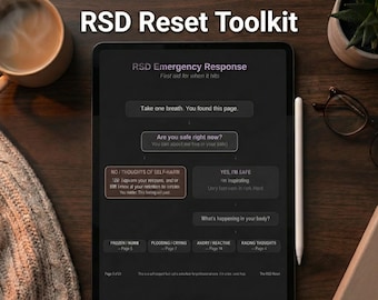 Rejection Sensitive Dysphoria ADHD Toolkit | RSD Emotional Regulation Journal 2026 | Dark Mode GoodNotes iPad