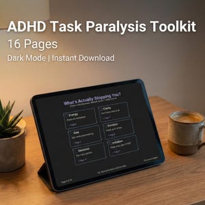 ADHD Task Paralysis Toolkit 2026 | Executive Dysfunction Planner | Dark Mode GoodNotes iPad