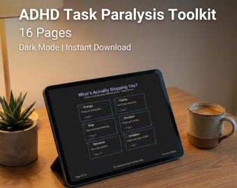 Kit di strumenti per la paralisi da attività ADHD Modalità scura / Disfunzione esecutiva / GoodNotes iPad Planner / Download immediato