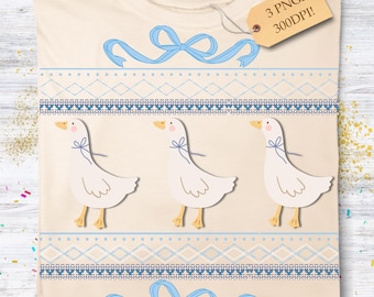 Sublimación PNG con estética de coqueta de gansos estilo cabaña vintage, estilo suéter de punto (descarga digital)