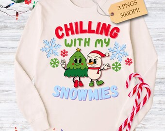 Relajándome con mis muñecos de nieve PNG divertido de Navidad (descarga digital)