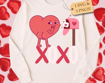 XOXO - Corazón atrevido para San Valentín, lindo, divertido, moderno, PNG SVG, sublimación (descarga digital)