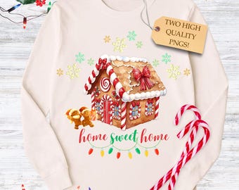Casa de jengibre navideña PNG, Hogar dulce hogar (Descarga digital)