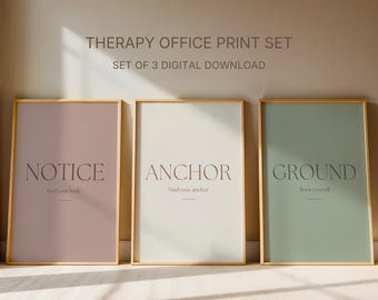Notice Anchor Ground Poster Set | Somatic Therapy Art | Grounding Technique Affirmation | Mental Health Print | Instant Download