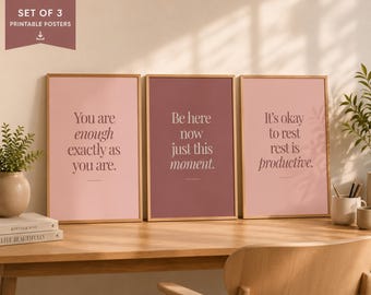 Set of 3 Affirmation Posters | Minimalist Therapy Office Decor (Digital Download)