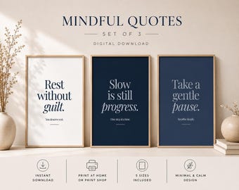Mindful Affirmation Quotes Set | Minimalist Wall Art (Digital Download)